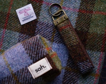 Llavero de tartán Harris Tweed hecho a mano: accesorio de lana y regalo tradicional escocés.