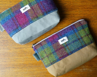 Handgefertigt in Schottland Harris Tweed Tartan Pouch - Große Reisekosmetiktasche