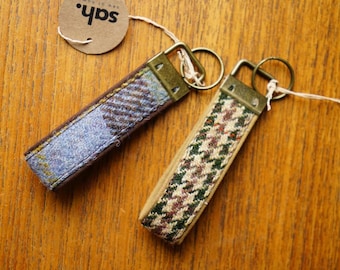 Handmade Harris Tweed Key Ring: Scottish Tartan Valentine Gift