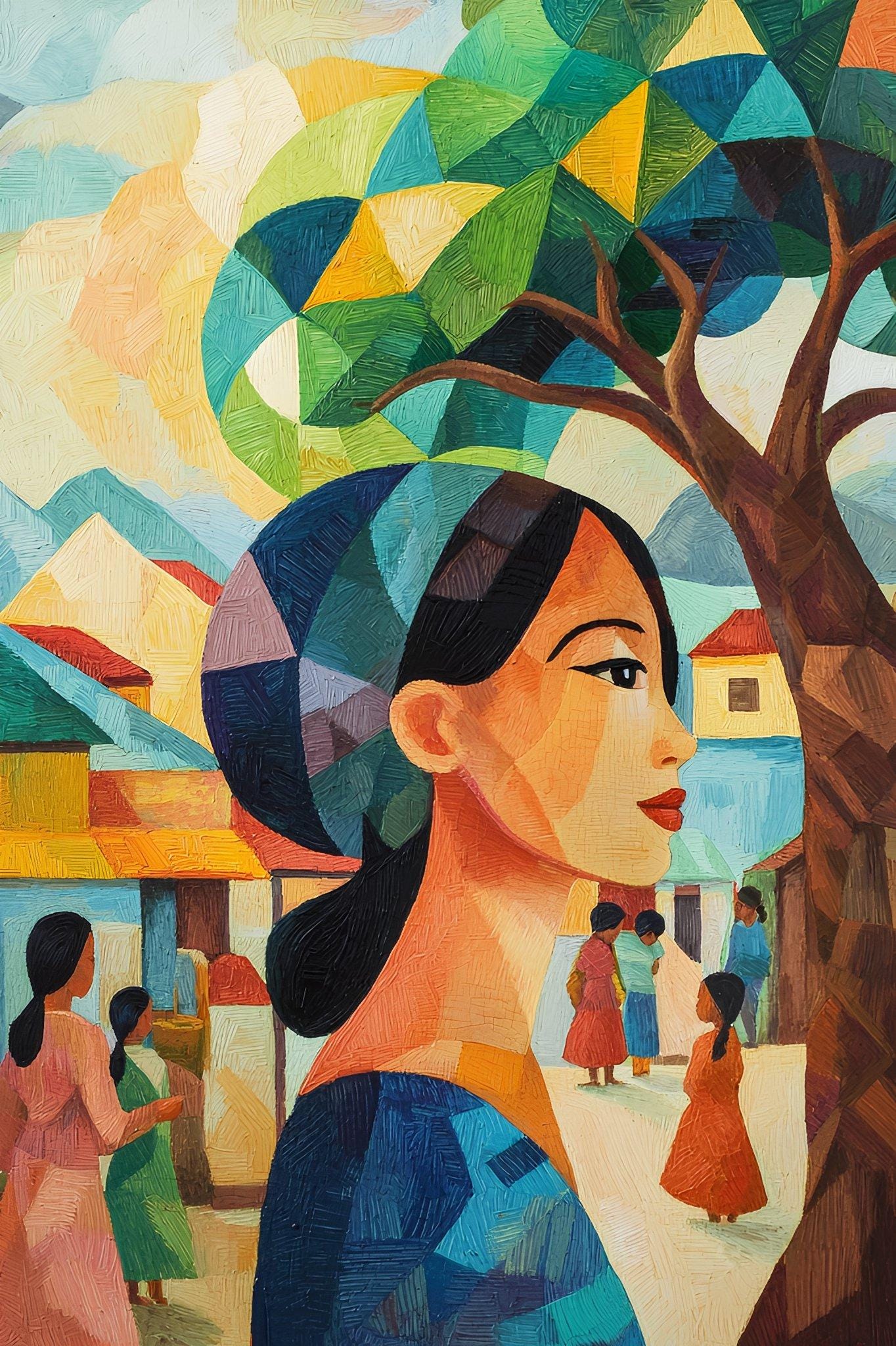 Filipino Market Scene Art – Under the Talisay Tree | Modernist
