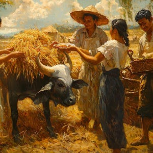Amorsolo Style Filipino Wall Art – A Day in the Farm – Printable Filipino Art Download