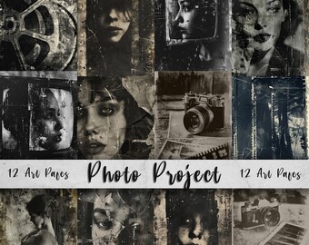 Fotoprojekt druckbare Kunstseiten, digitaler Download Papierset, Vintage zerfetzte Bilder, Junk Journal, Scrapbook Art Card Making, Papiermodelle