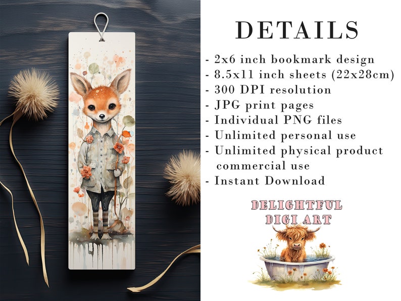 Fox Design Using 2x6 15 Cute Animal Printable Bookmarks | Digital Download JPG Bookmark Set ...