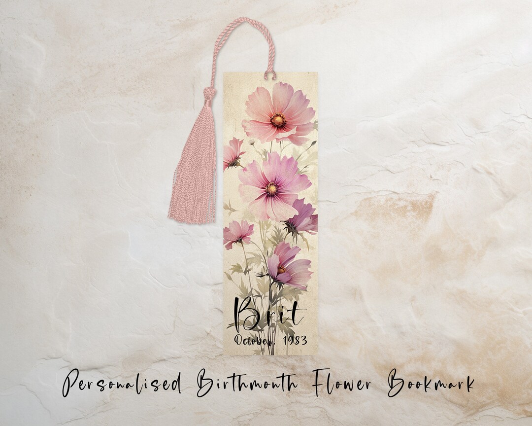 October Personalized Birth Flower Bookmark, DIY Birth Month Bookmark ...