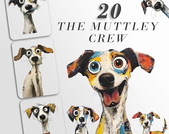 The Muttley Crew Clipart: Personajes de perros extravagantes / Mutts de medios mixtos / Junk Journal Art / Paquete PNG/ Archivos de sublimación/ Ilustración digital