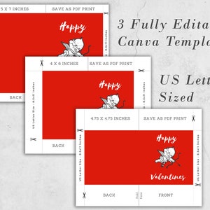 Printable Valentines Card: Canva Template Bundle 5x7 4x6 and 4.75x4.75 ...