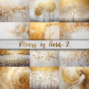 Rivers of Gold 2 - 12 papéis/fundos elegantes brancos e dourados (11x8,5"), CU, casamento, Natal, Junk Journal, arte digital, criação de cartões DIY