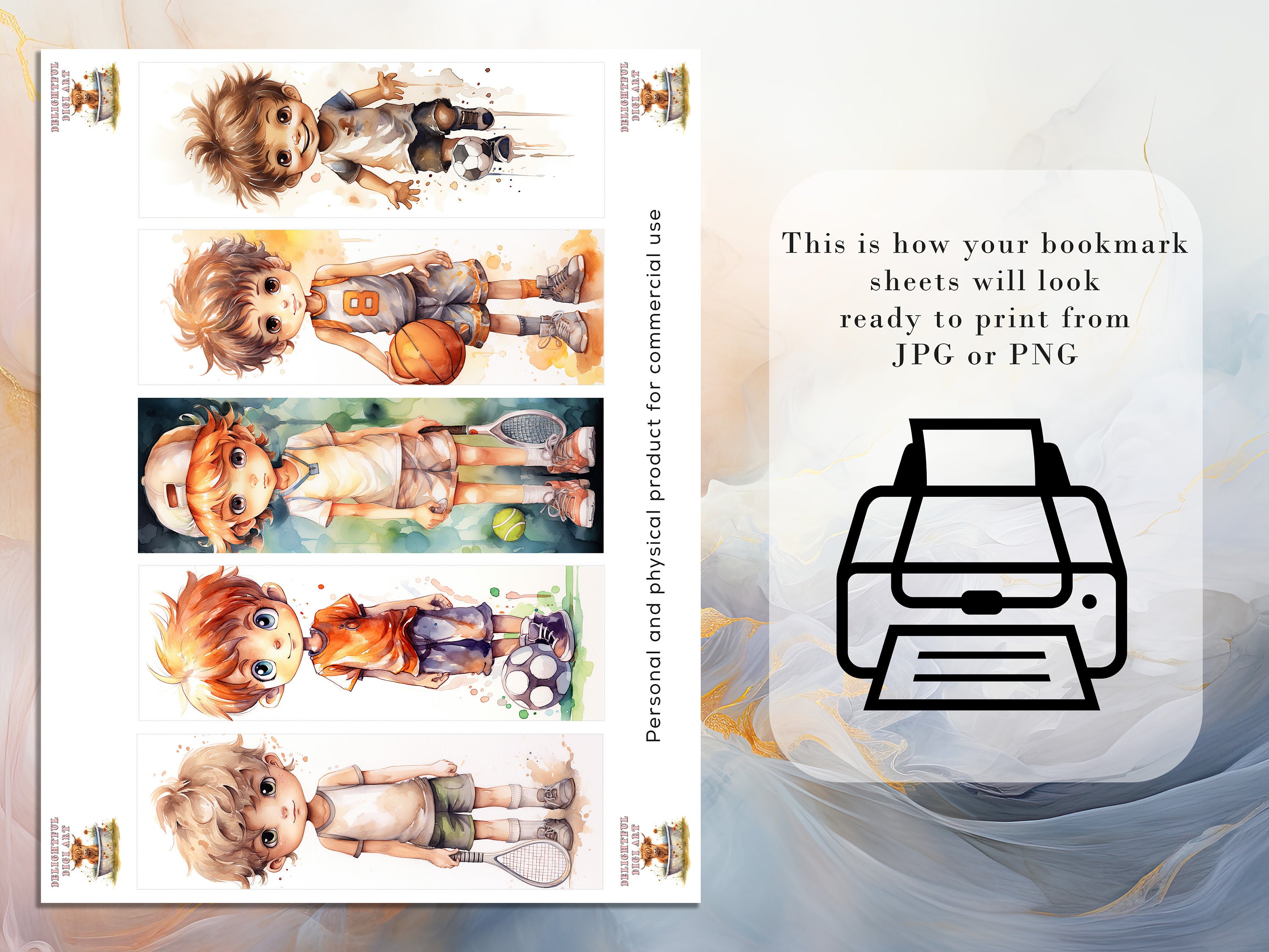 10 Sports Boys Printable Bookmarks | Digital Download JPG Bookmark Set ...