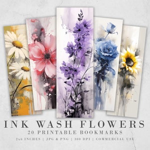 20 marcadores para impressão de flores com lavagem de tinta | Conjunto de marcadores JPG para download digital | Sublimação de marcadores PNG | Conjunto de marcadores extravagante | Cortes exigentes