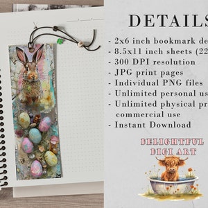 10 Easter Bunnies Printable Bookmarks | Digital Download JPG Bookmark ...