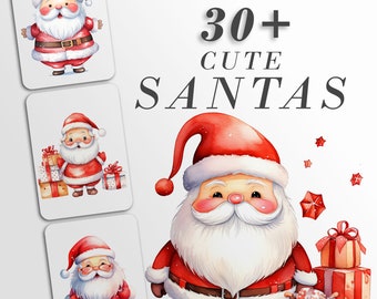 Cute Santa Clipart: Santa Claus Art for Christmas Crafts and Decor | PNG Bundle | Digital Download | Sublimation files | Kawaii X-mas Pack