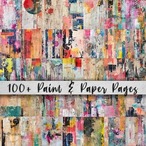 100+ Paint & Paper Backgrounds, Digital Download Paper Set, Whimsical, Quirky, Fun, Junk Journal, Scrapbook, JPG, 5x7, DIY Card Making Pack