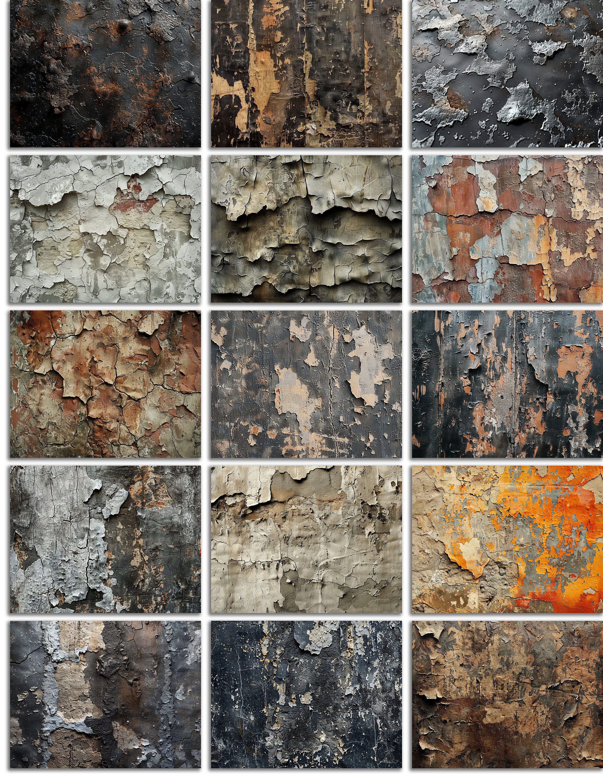 Distressed Materials - 39 Worn Surfaces & Tattered Texture Papers, 11x8 ...