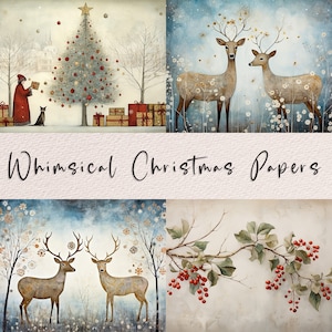 20 Whimsical Christmas Printable Art Pages| Digital Download JPG Paper Set| PNG sublimation| Whimsical Digital Paper | Retro Santa Claus image 6