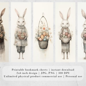 Easter Bunny Whimsy Printable Bookmarks, Cute Animal Book Lovers ...