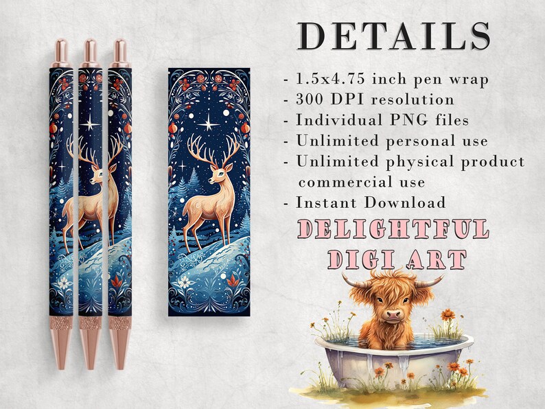 10 Cute Christmas Pen Wrap Pngs | Pen Wrap Sublimation Designs | Pen ...
