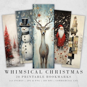 20 Segnalibri stampabili natalizi stravaganti/ Download digitale Fogli segnalibri JPG / Natale retrò / Riempitivo per calze / Idea regalo fai da te / Arte astratta