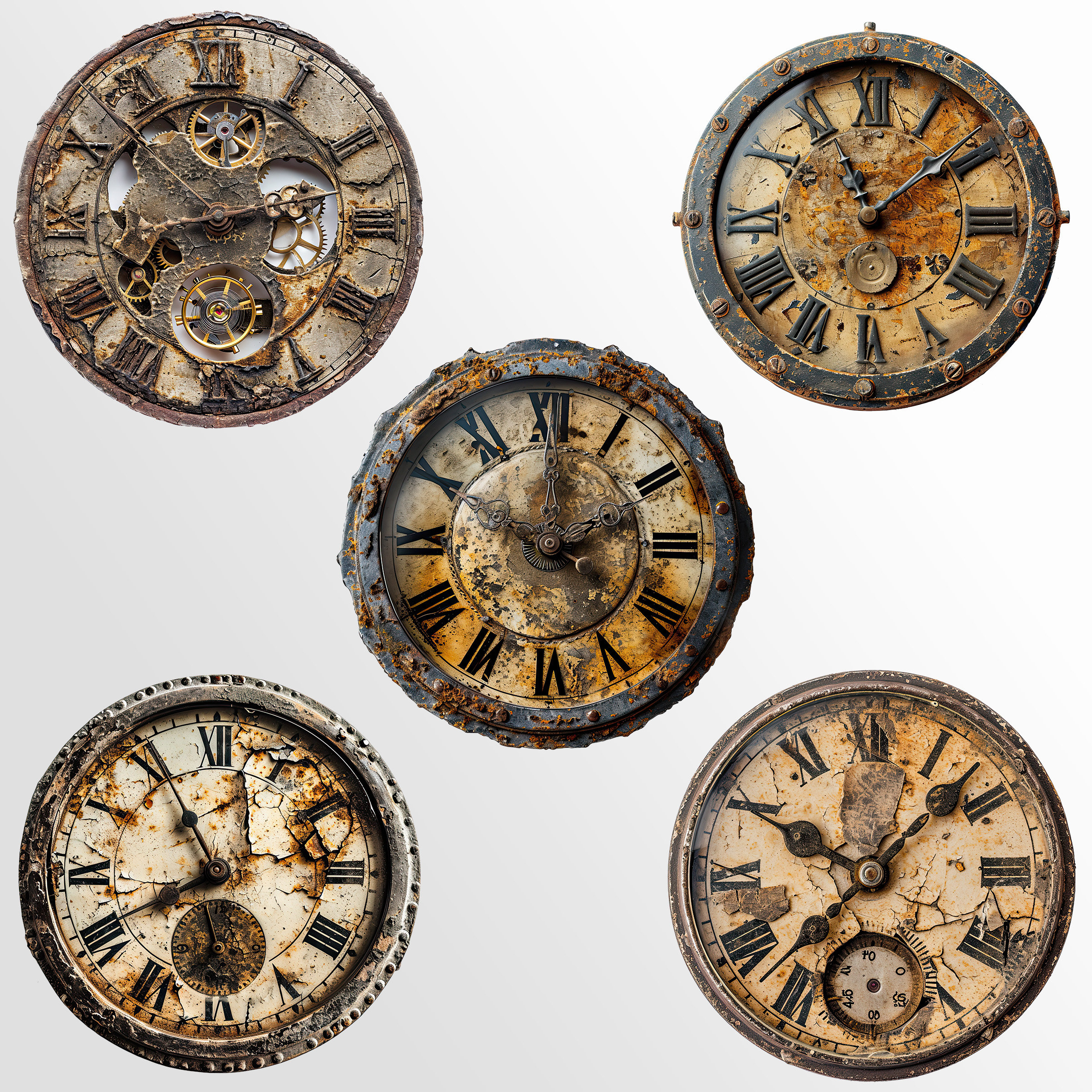 Vintage Clock Faces: Grunge Clocks for DIY Crafts and Decor | PNG ...