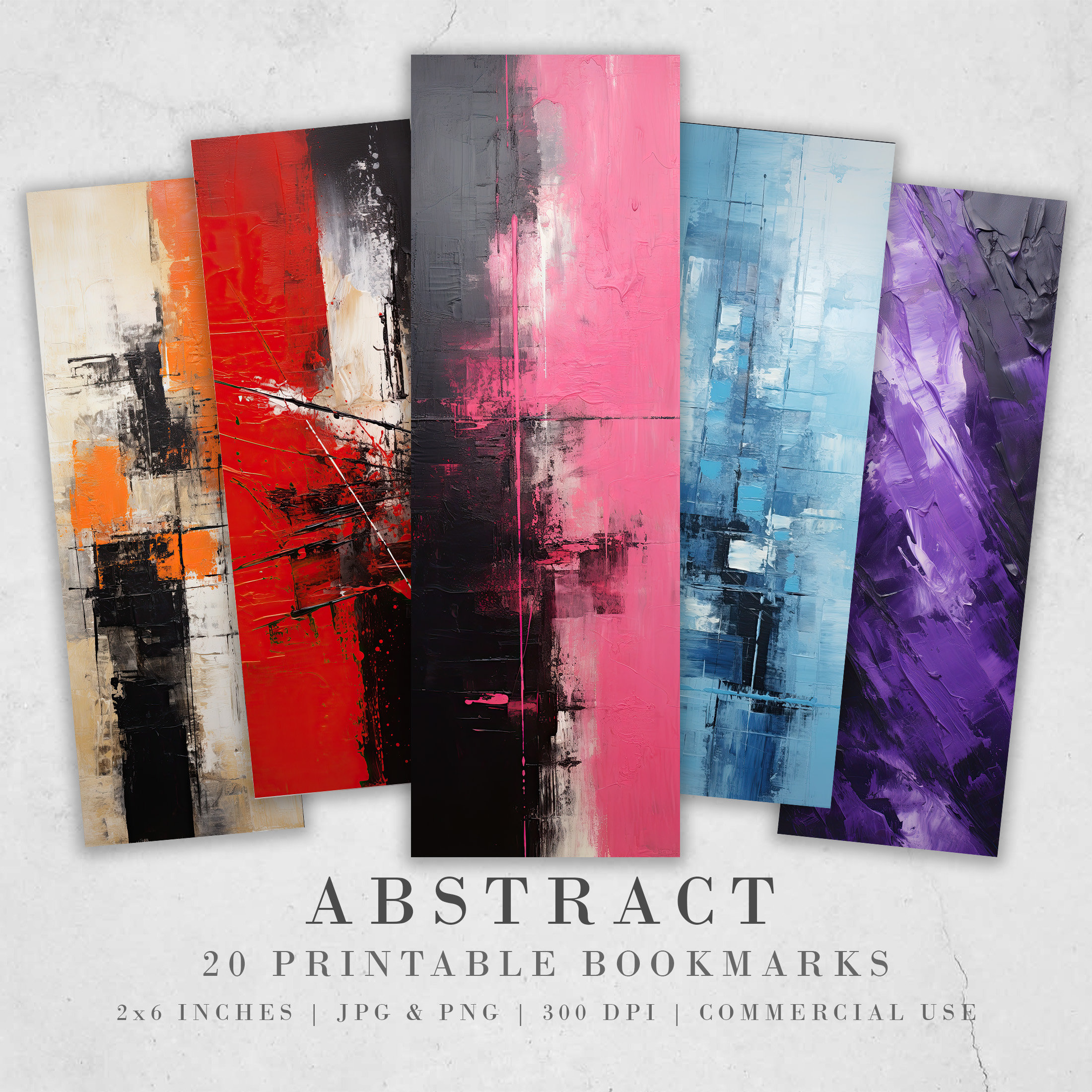 Abstract Oil Painting Printable Bookmarks | JPG Bookmark Set| 20 PNG ...
