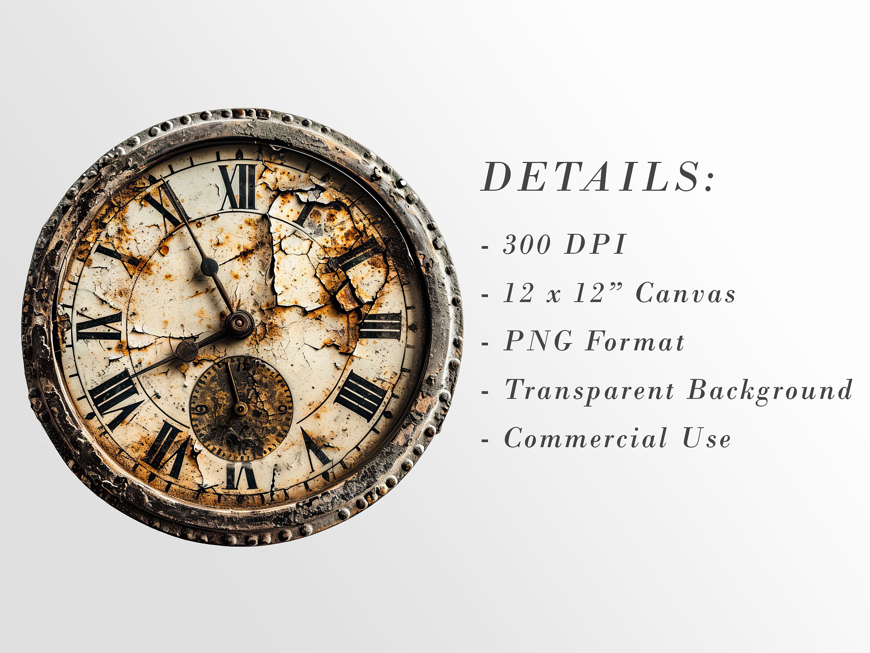 Vintage Clock Faces: Grunge Clocks for DIY Crafts and Decor | PNG ...