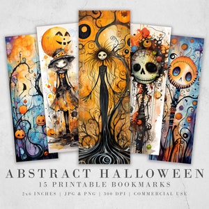 15 Cute Halloween Printable Bookmarks | Digital Download JPG Bookmark Set| PNG bookmark sublimation | Whimsical bookmark set | Fussy Cuts