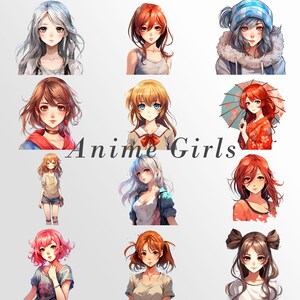 Clipart Anime Girls, Anime Girl Png, Girl Lover Anime, Cute Anime Girl, Cute Clipart, anime bundle, t-shirt design, mug print, invitation image 3