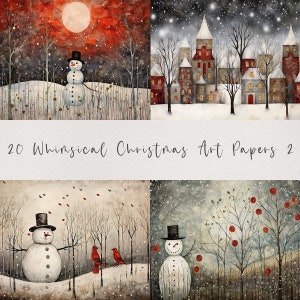 20 Whimsical Christmas Printable Art Pages| Digital Download JPG Paper Set| PNG sublimation| Whimsical Digital Paper | Retro Santa Claus image 9
