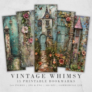 signets imprimables vintage fantaisie | Ensemble de signets JPG à téléchargement numérique | Sublimation PNG | Cadeau d'artisanat victorien original avec coupes frustes, fleurs