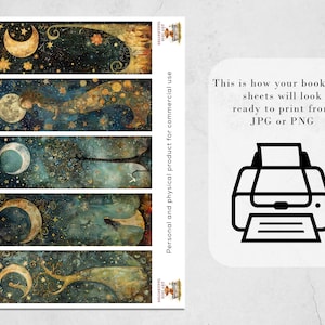 Utskrivbara bokmärken med himmelsk dröm | Bokmärken med drömtema | 3 JPG-ark | Sublimering av PNG-bokmärken | Nyckfull scrapbooking DIY-presentidé bild 8