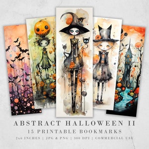 15 Cute Halloween Printable Bookmarks | Digital Download JPG Bookmark Set| PNG bookmark sublimation | Whimsical bookmark set | Fussy Cuts