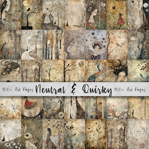 Mais de 100 fundos neutros e peculiares, conjunto de papel para download digital, caprichoso, caprichoso, diário indesejado, álbum de recortes, JPG, 5x7, pacote de criação de cartões DIY