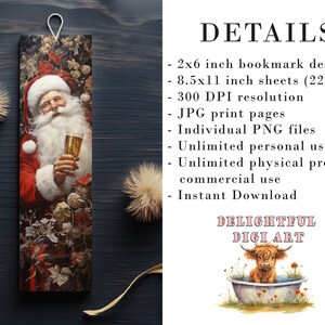 10 Drinking Santa Printable Bookmarks | Digital Download JPG Bookmark ...