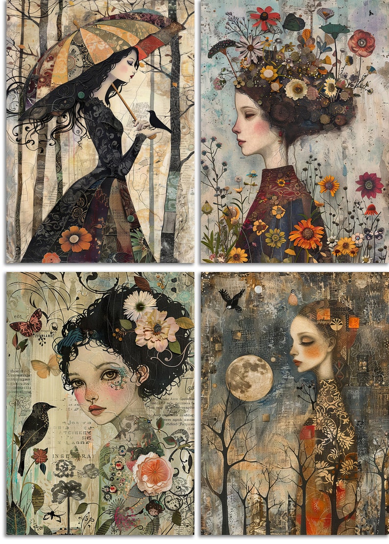 Garden Whimsy Printable Art Pages| Whimsical Art Pack | Quirky Digital ...