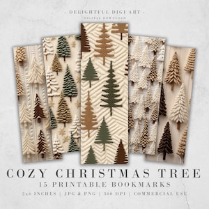Christmas Tree Knit Printable Bookmarks | Digital Download JPG Bookmark Set | PNG bookmark | Christmas Tree sublimation set | Ugly Sweater