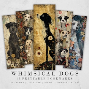 Whimsical Dogs Printable Bookmarks| Quirky Dog Bookmark Sheets| PNG bookmark sublimation| Cute Dogs Digital Bookmarks| Craft Gift for Women