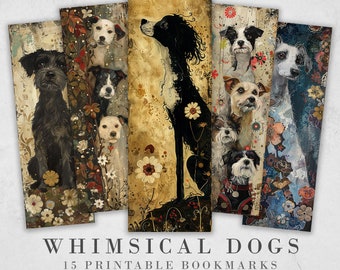Whimsical Dogs Printable Bookmarks| Quirky Dog Bookmark Sheets| PNG bookmark sublimation| Cute Dogs Digital Bookmarks| Craft Gift for Women