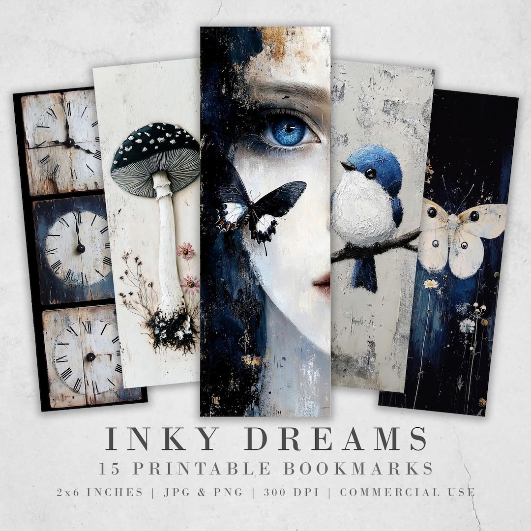 Printable Inky 15 Inky Dreams Printable Bookmarks | Digital Download JPG Bookmark Set ...