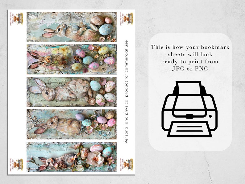 10 Easter Bunnies Printable Bookmarks | Digital Download JPG Bookmark ...