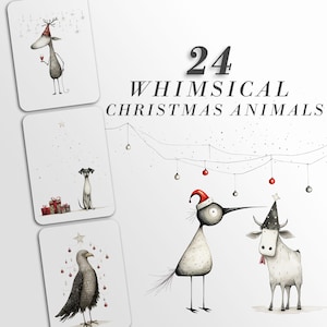 Clipart lunatique d'animaux de Noël : des graphiques de Noël joyeux pour créations et décorations | Ensemble PNG | Fichiers de sublimation| Art imprimable | Images amusantes