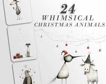 Whimsical Christmas Animals Clipart: Jolly Xmas Graphics for Crafts and Decor | PNG Bundle | Sublimation files| Printable Art | Funny Images