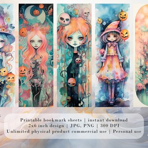 20 Cute Pastel Halloween Printable Bookmarks | Digital Download JPG ...