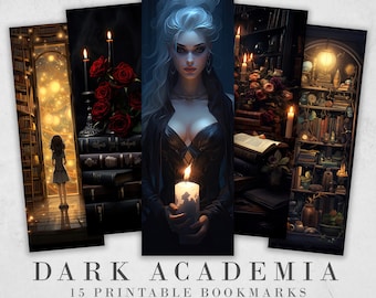 15 Dark Academia Bookmark Designs | Printable Bookmarks digital download, Sublimate Cricut Silhouette print and cut, Fantasy Bookmark Bundle