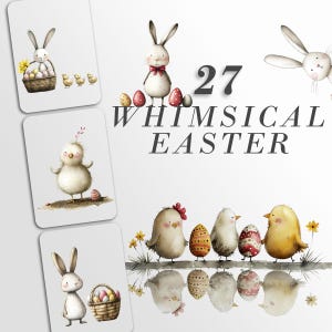 Seltsame Ostern Clipart: Lustige Grafiken zum Basteln und Dekorieren, Osterhasen und Küken PNG Bundle, Sublimationsdateien, printable Art