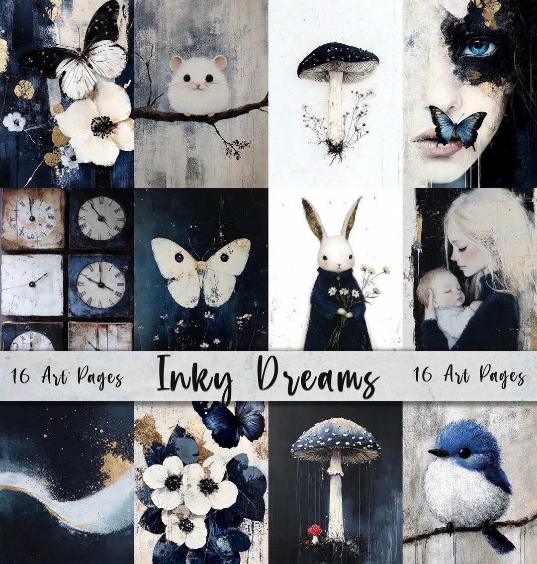 Printable Inky Inky Dreams Printable Art Pages| Digital Download Paper Set| Quirky ...
