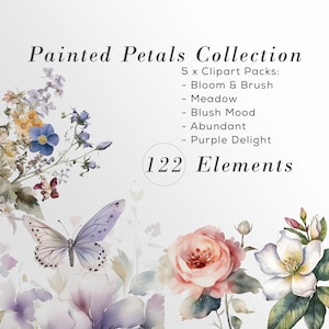 Watercolor Floral Clipart Bundle, Wedding Invitation Clip Art, Autumn Clipart, Watercolor flower elements, commercial use, spring clipart
