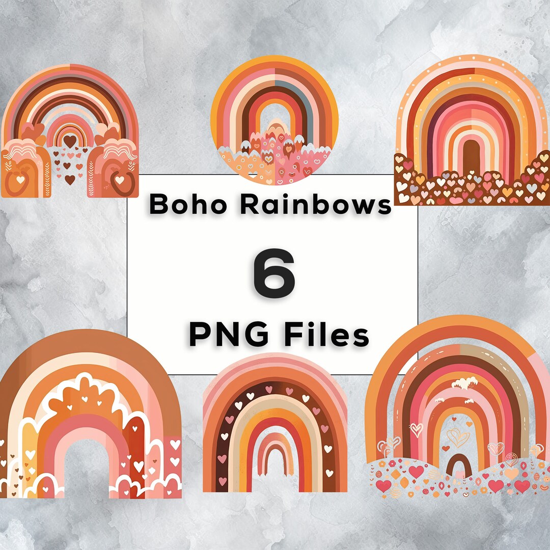 Boho Rainbow Clipart Neutral Color Rainbows Nursery Clipart - Etsy