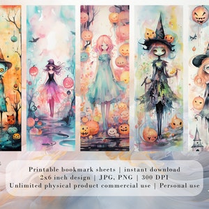 20 Cute Pastel Halloween Printable Bookmarks | Digital Download JPG ...
