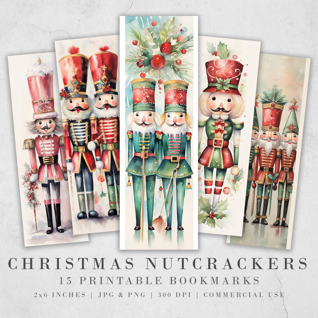 15 Nutcracker Printable Bookmarks Digital Download JPG Bookmark Sheets