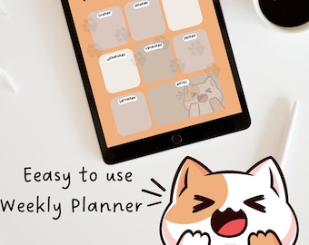 Easy to use, weekly planner with cats, cat planner, weekly planner, daily planner, cat, beige planner, cat