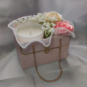 Scented Soy Wax Candle | Flower Gift Box | Pink Handbag Style | Bundle Order